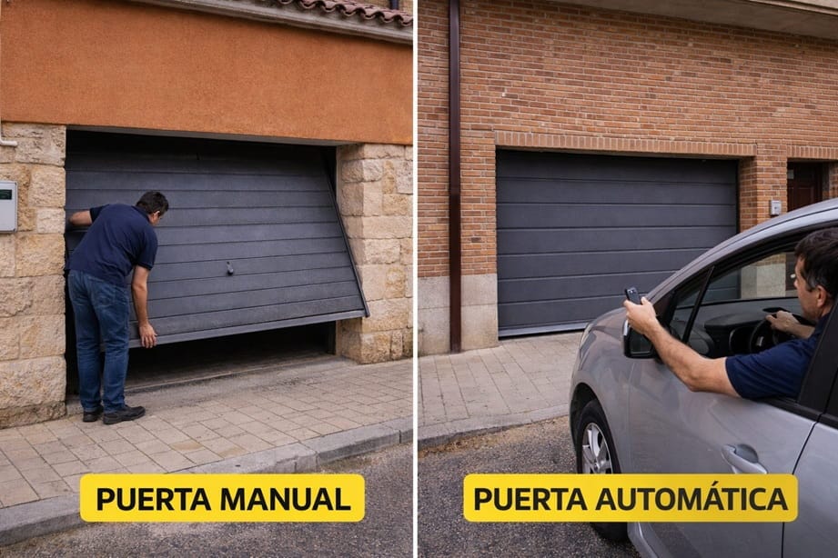Puerta automatica de garaje en uso diario en Valladolid